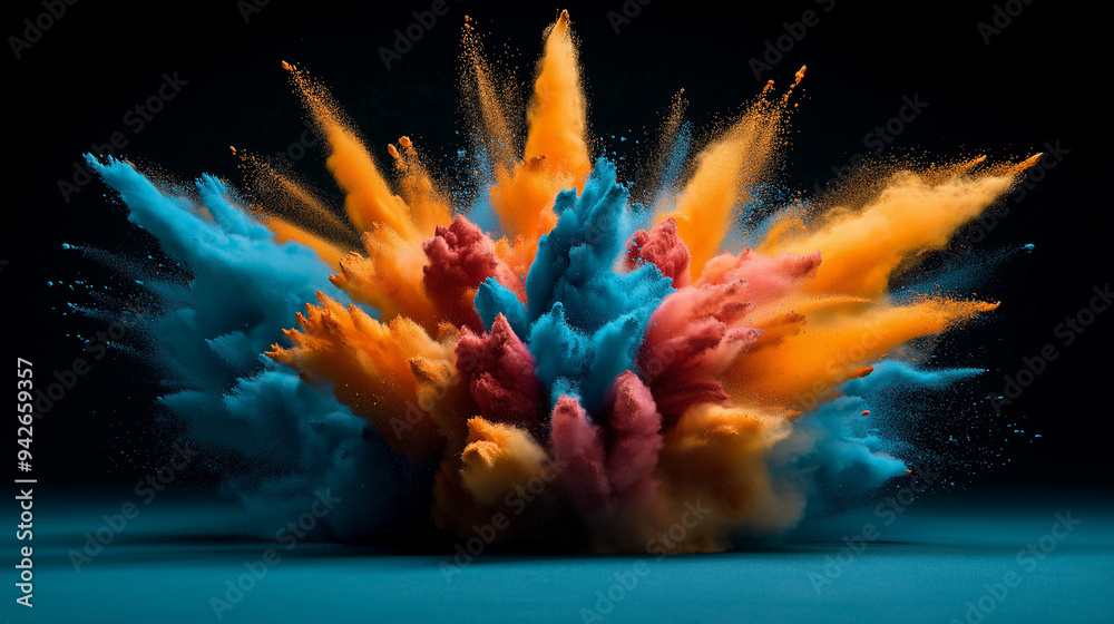 Close-up of colorful powder explosion Close-up of colorful powder explosion