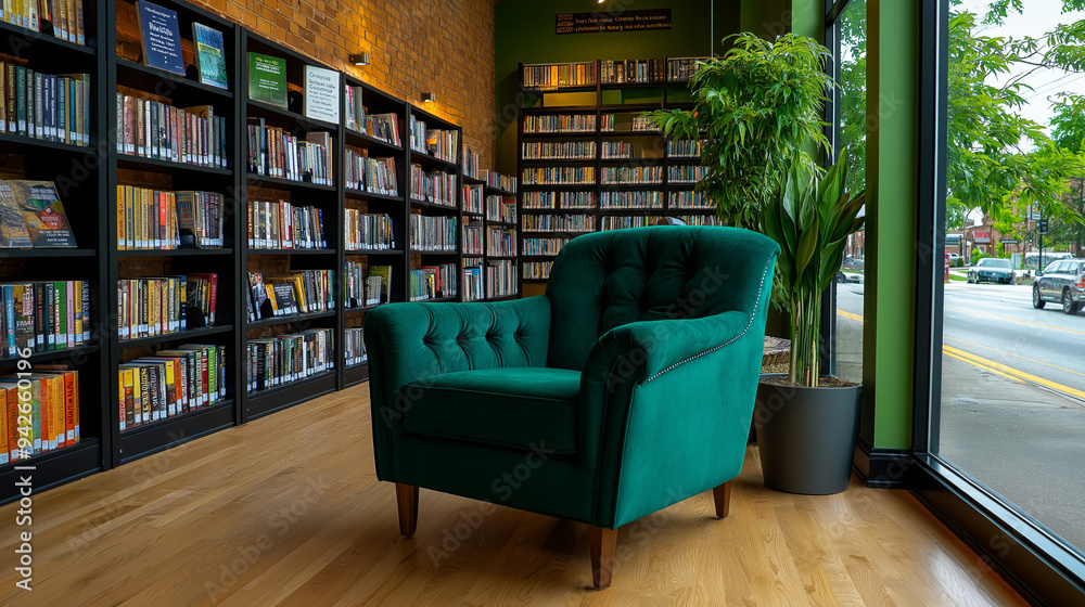 Cozy bookstore interior with reading nooks Cozy bookstore interior with reading nooks