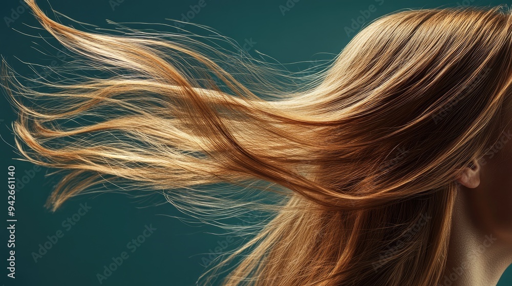 Blow-dryer hair soft flowing. Generative AI Blow-dryer hair soft flowing. Generative AI