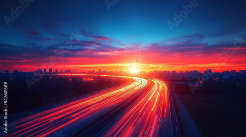 Aerial view of a congested multi-lane highway, showing a heavy traffic jam with vehicles bumper to bumper, highlighting urban congestion and travel delays