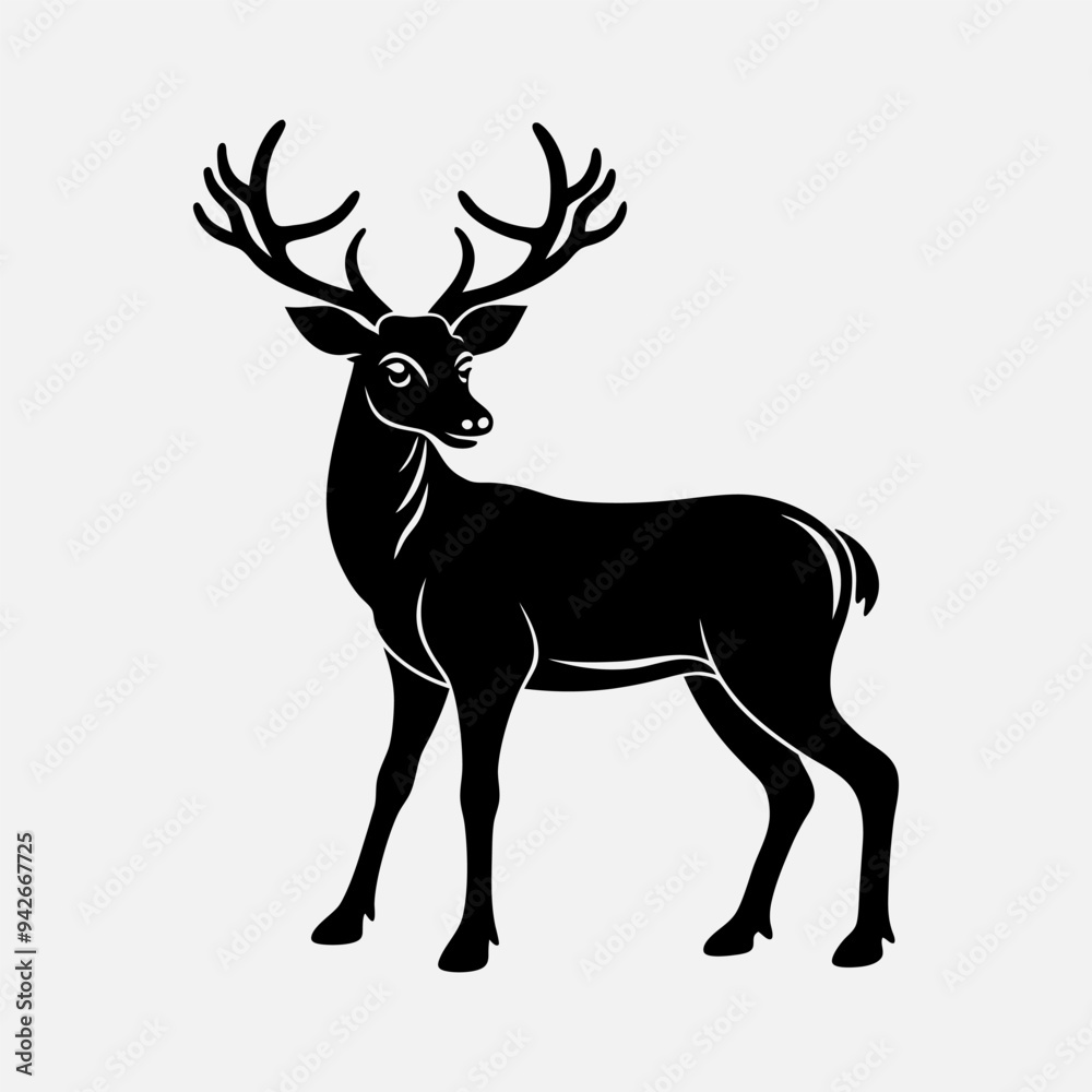 Fototapeta premium Reindeer Silhouette vector illustration
