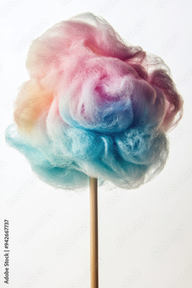 Cotton candy on a stick, fluffy and colorful, isolated on a white background. Cotton candy on a stick, fluffy and colorful, isolated on a white background.