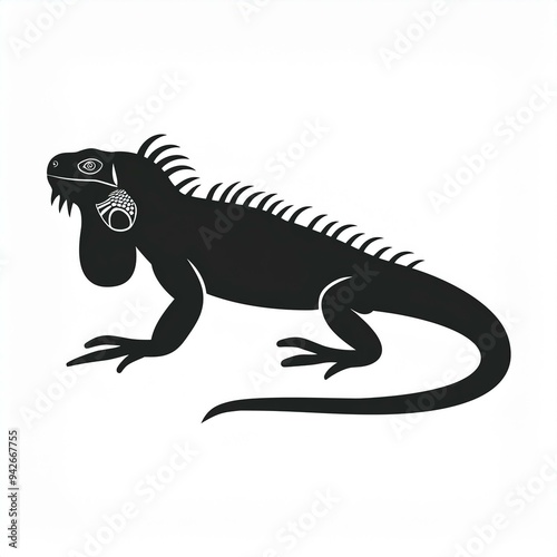 iguana black icon isolated on white