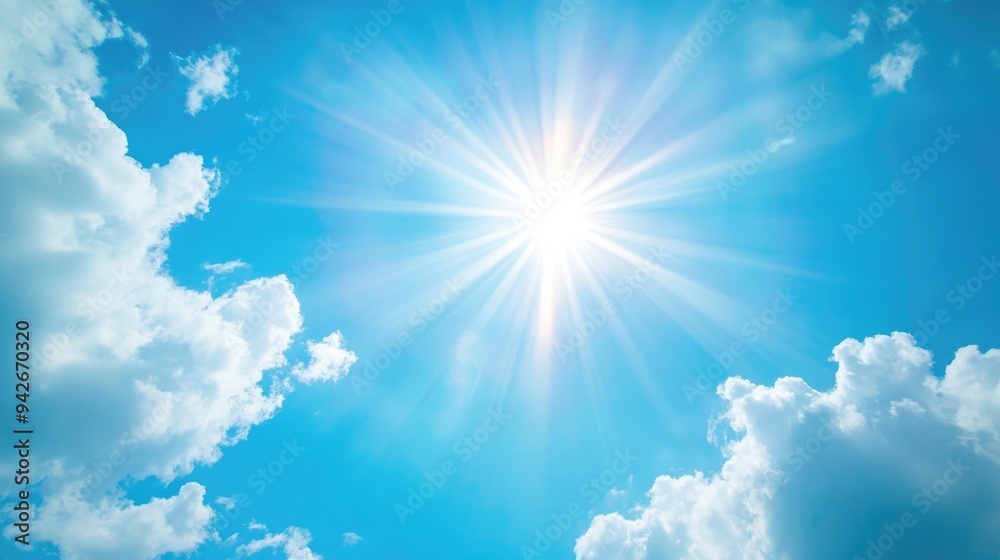 Clear sky with sunlight beaming through Clear sky with sunlight beaming through