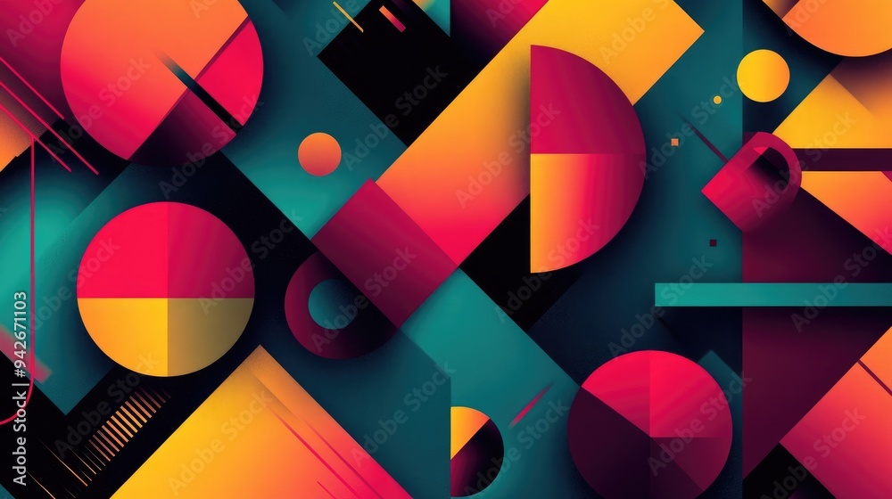 Abstract geometric pattern with vibrant colors creating a dynamic and visually engaging composition Ideal for modern projects and creative designs Abstract geometric pattern with vibrant colors creating a dynamic and visually engaging composition Ideal for modern projects and creative designs