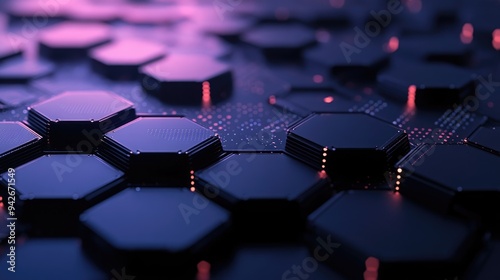 Abstract hexagonal background featuring a polygonal design Digital minimalism with a futuristic technological theme photo