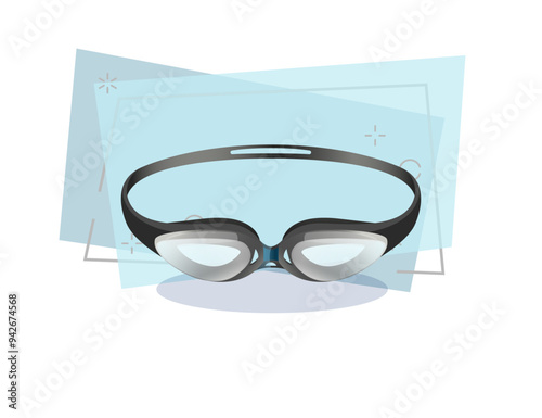 Swimming goggles for professional sport illustration. Swimming pool, competition, sports equipment. Water sport concept. Vector can be used for topics like leisure, hobby, healthy lifestyle
