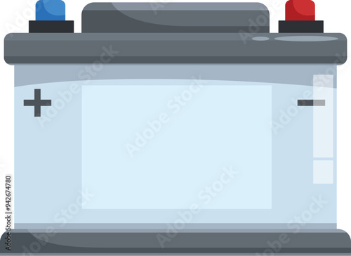 Car battery providing power with positive and negative terminals