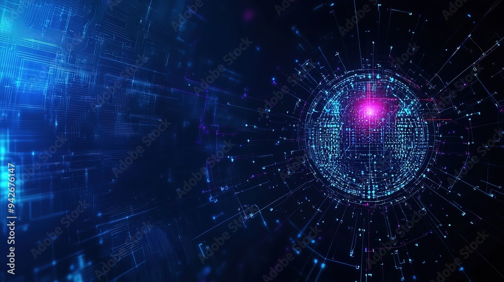 Obraz premium AI artificial intelligence technology and deep learning abstract cyber concept symbol. Digital technology background