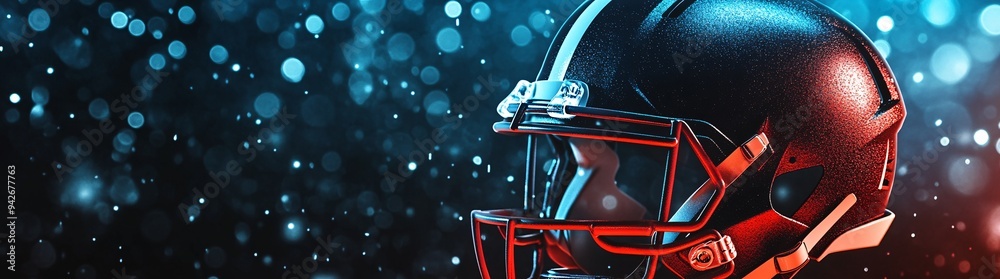 Naklejka premium A 3D American football helmet with soft glow, representing the competitive spirit of U.S. sports. 