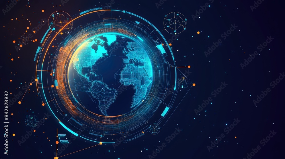 Abstract lines and shapes creating a stylized Earth icon with mathematical symbols, emphasizing simplicity and clarity. Abstract lines and shapes creating a stylized Earth icon with mathematical symbols, emphasizing simplicity and clarity.
