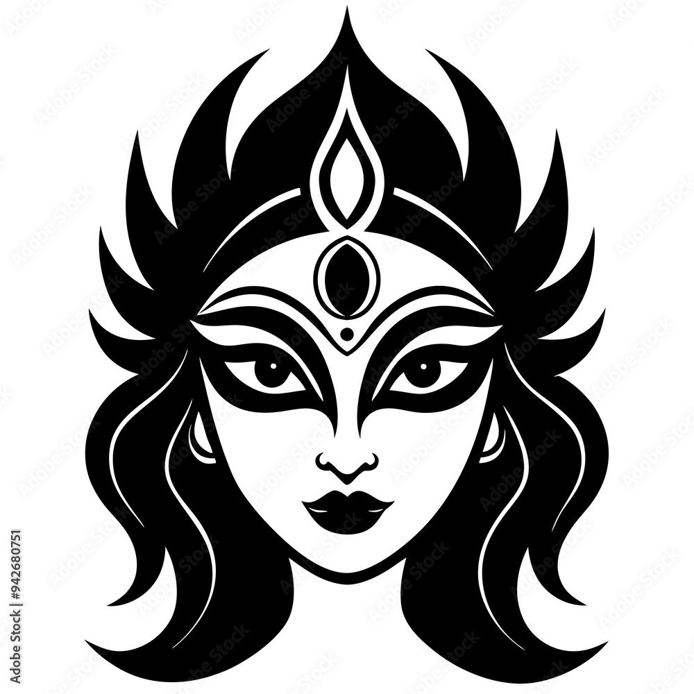Maa Durga Trinayon In Durga puja held during Navaratri. Maha Durga shashthi, saptami, ashtami, navami, bijoya. Three Eyes Only Illustration
Maa Durga Trinayon In Durga puja held during Navaratri. Maha Durga shashthi, saptami, ashtami, navami, bijoya. Three Eyes Only Illustration