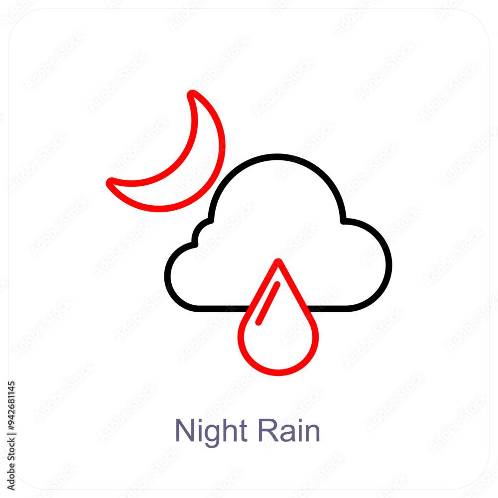 Night Rain and weather icon concept Night Rain and weather icon concept
