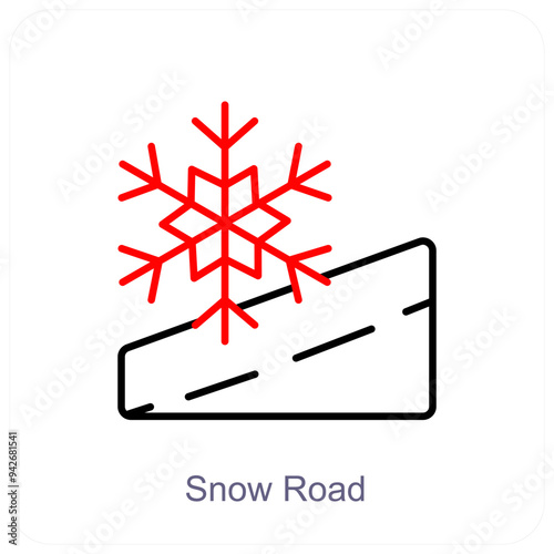 Snow Road and snowfall icon concept