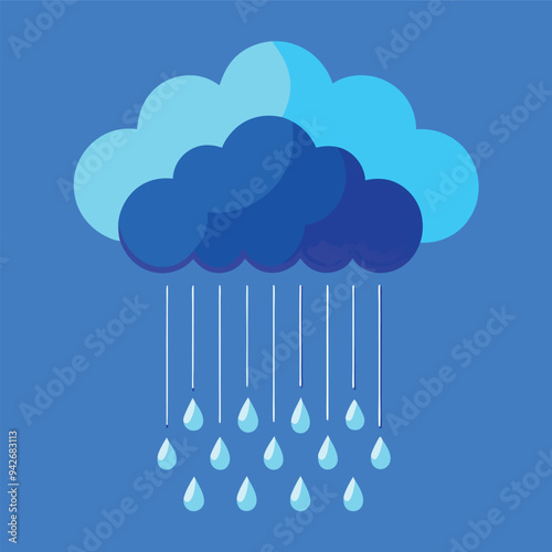 A cloud with rain drop on blue sky background in rainy day of ra