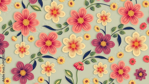 Wallpaper Mural Seamless floral pattern, colorful flower pattern, floral pattern images, floral background Torontodigital.ca