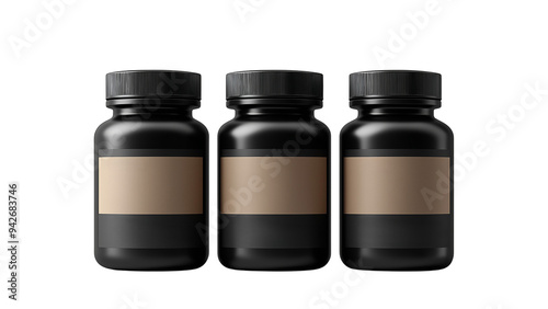 Black fitness sports container set mockup white background