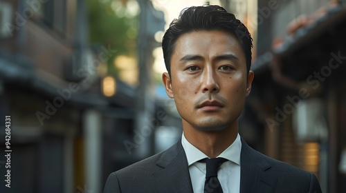 Asian businessman wearing suit 8K realistic lighting high