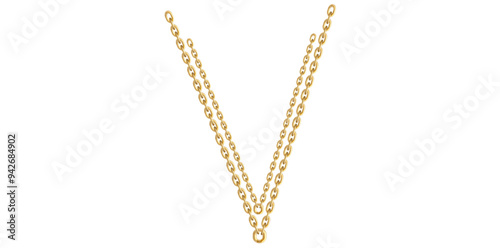 Layered Stunning Gold Chain Isolated On White Background, Gold Jewelry Vector Illustration. 