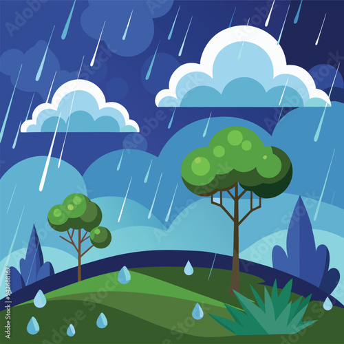 A cloud with rain drop on blue sky background in rainy day of ra