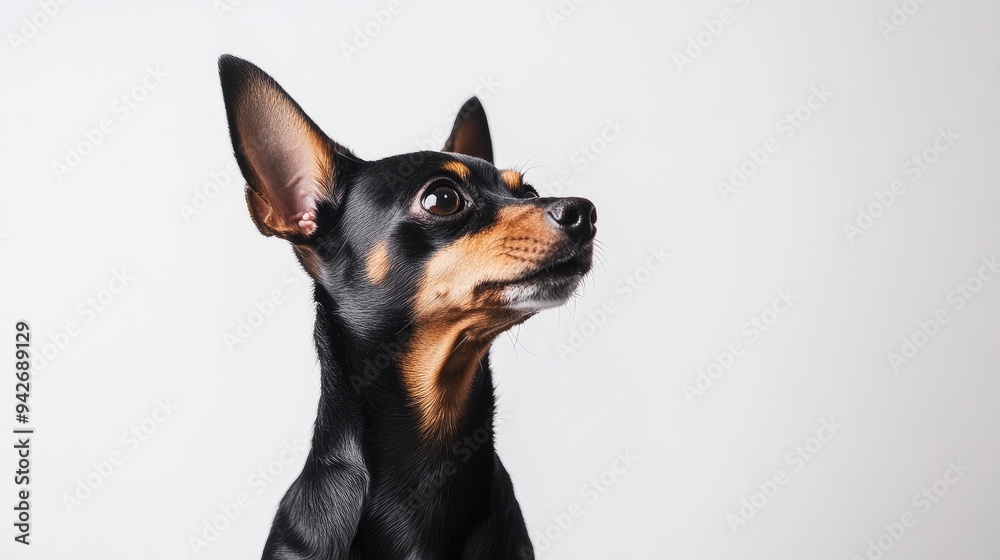 Miniature pinscher white background. Generative AI Miniature pinscher white background. Generative AI