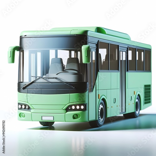 3D Render of Realistic Bus Model isolated on a white background