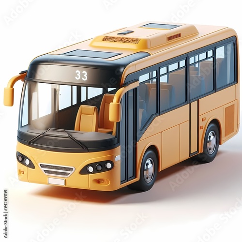 3D Render of Realistic Bus Model isolated on a white background