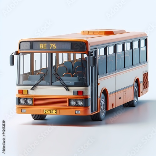 3D Render of Realistic Bus Model isolated on a white background