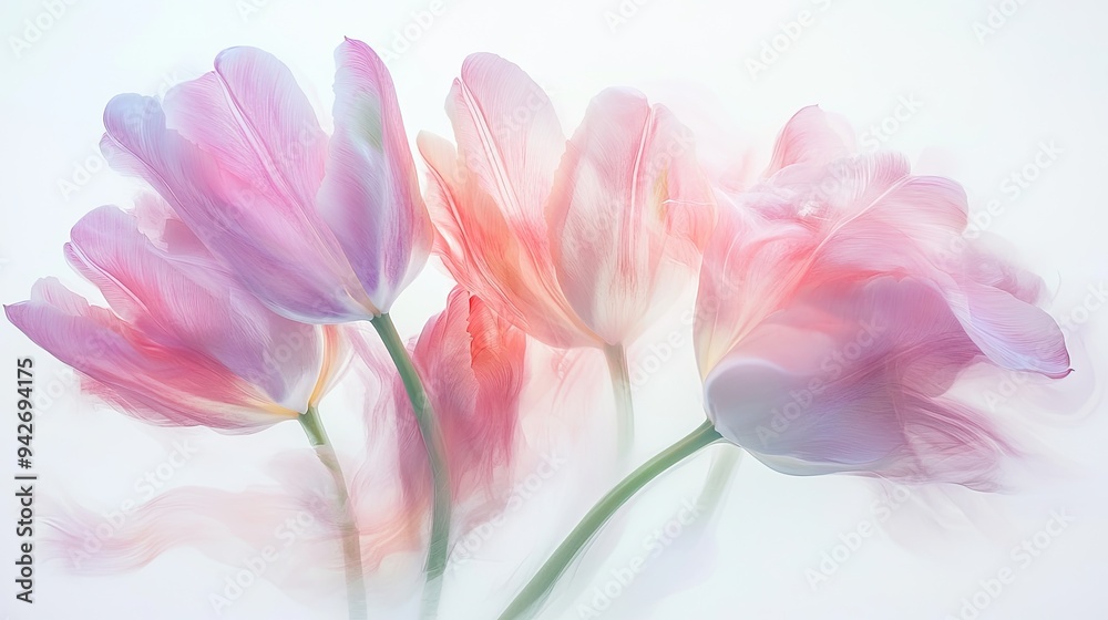 Pink, purple tulips, background. Generative AI Pink, purple tulips, background. Generative AI