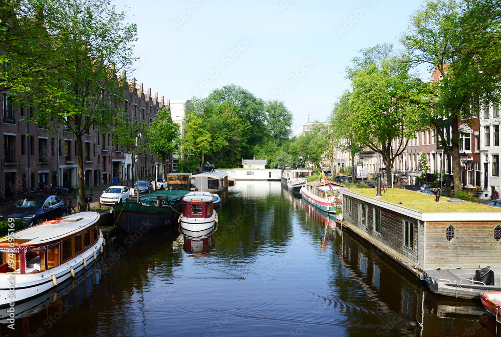 Typical Canal in the Old Town of Amsterdam, Netherlands Typical Canal in the Old Town of Amsterdam, Netherlands