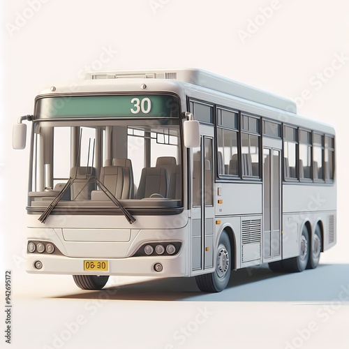 3D Render of Realistic Bus Model isolated on a white background