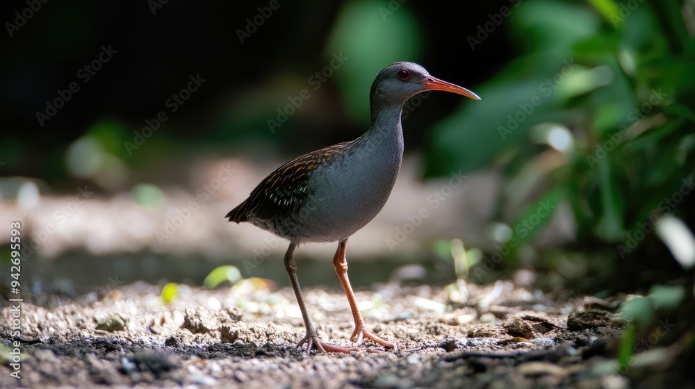 Naklejka premium Rail bird on the ground. Generative AI