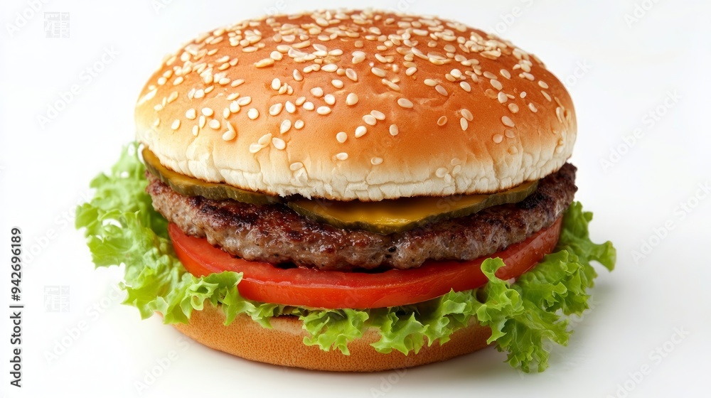 Classic hamburger stock photo, isolated in white Classic hamburger stock photo, isolated in white