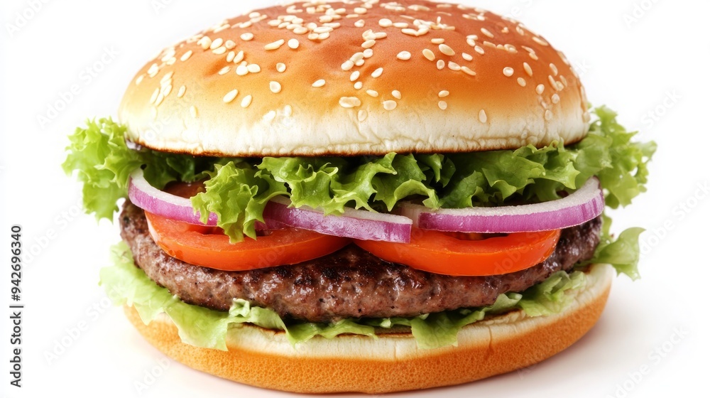 Classic hamburger stock photo, isolated in white Classic hamburger stock photo, isolated in white