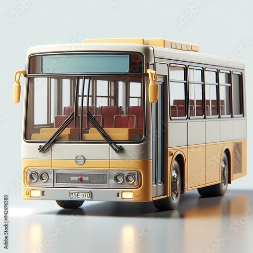 3D Render of Realistic Bus Model isolated on a white background