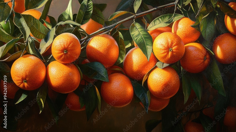 Ripe oranges branch juicy. Generative AI Ripe oranges branch juicy. Generative AI