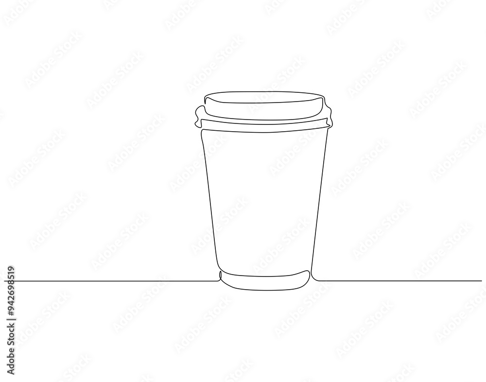 Continuous one line drawing of paper cup of coffee. One line drawing illustration of coffee takeaway. International coffee day concept single line. Editable outline. Continuous one line drawing of paper cup of coffee. One line drawing illustration of coffee takeaway. International coffee day concept single line. Editable outline.