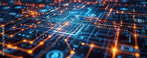 Blockchain network connecting global businesses, symbolizing decentralized economy