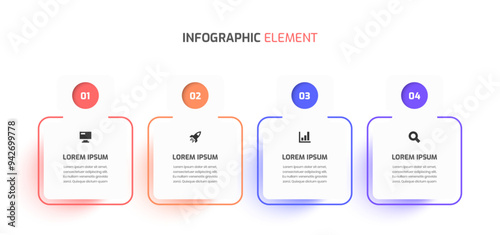 Business Infographic Template Creative Design with Abstract Label Icon and 4 Number for Presentation