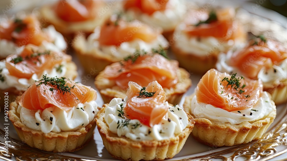 Smoked salmon tarts. Generative AI Smoked salmon tarts. Generative AI