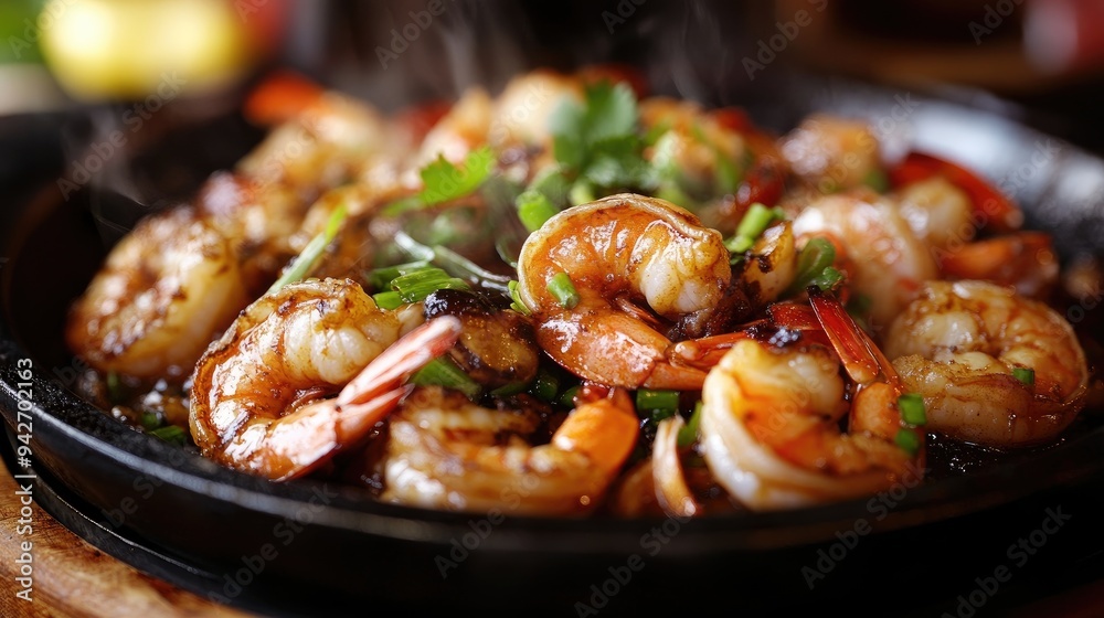 Stir-fried shrimp. Generative AI Stir-fried shrimp. Generative AI