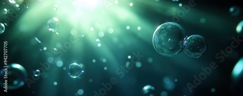 Wallpaper Mural A serene underwater scene with shimmering light rays and floating bubbles, creating a magical and tranquil atmosphere. Torontodigital.ca