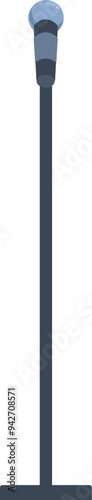 Tall microphone stand with a microphone is standing alone, ready to amplify someone's voice