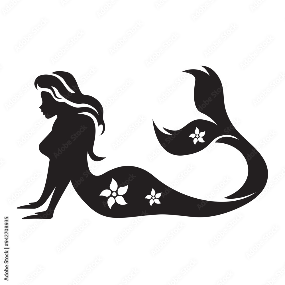 Mermaid girl silhouette design file for cut files. Mermaid girl silhouette design file for cut files.