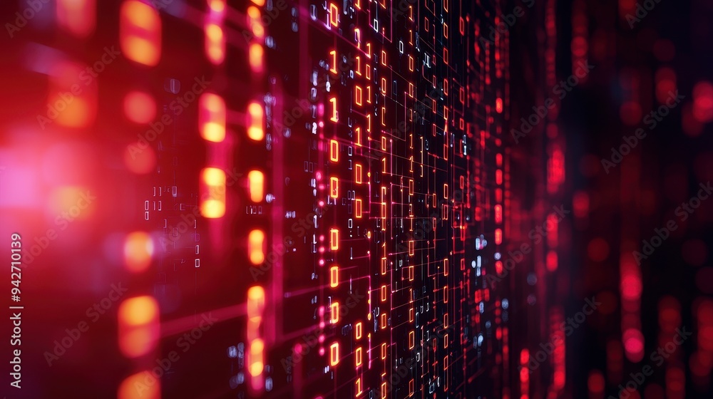 Dynamic digital background featuring vibrant red and orange data streams, ideal for technology and cyber themes. Dynamic digital background featuring vibrant red and orange data streams, ideal for technology and cyber themes.