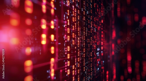 Wallpaper Mural Dynamic digital background featuring vibrant red and orange data streams, ideal for technology and cyber themes. Torontodigital.ca