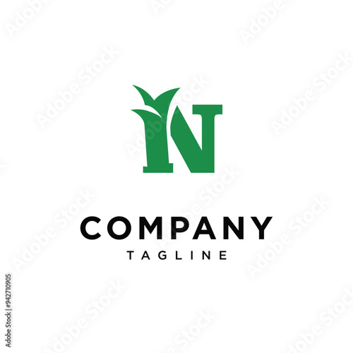 Letter N Lawn Grass logo icon vector