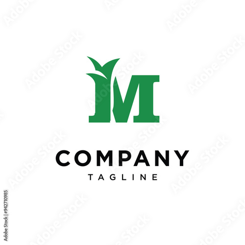 Letter M Lawn Grass logo icon vector