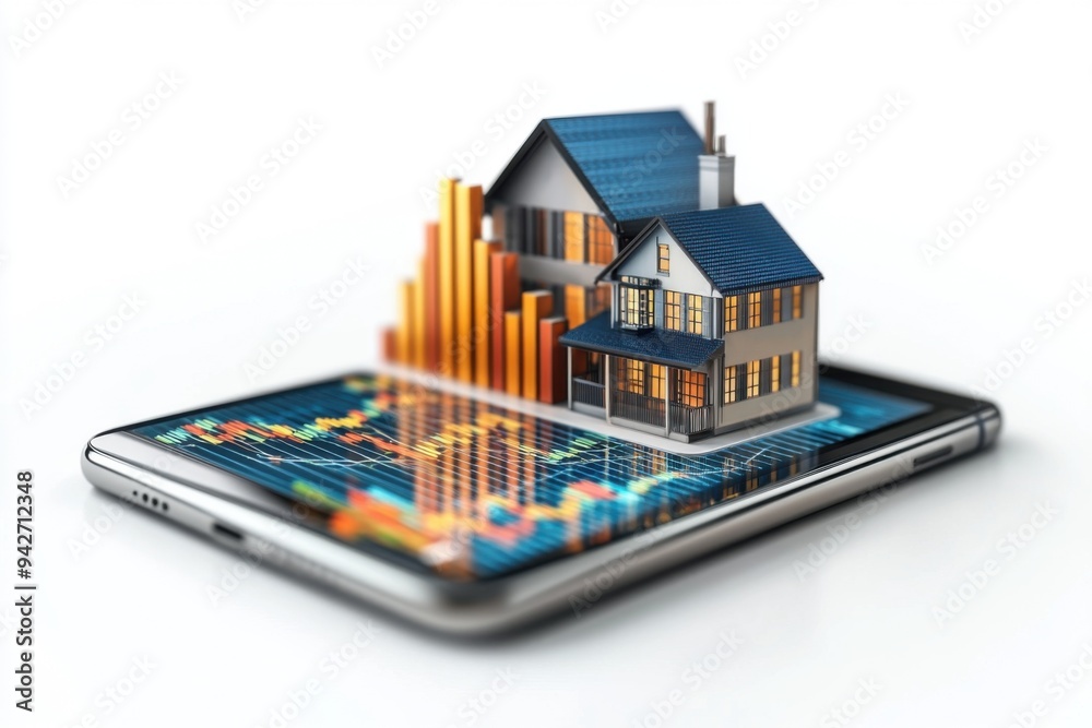 Real Estate Investment on Mobile Phone with Graph and House Model Real Estate Investment on Mobile Phone with Graph and House Model