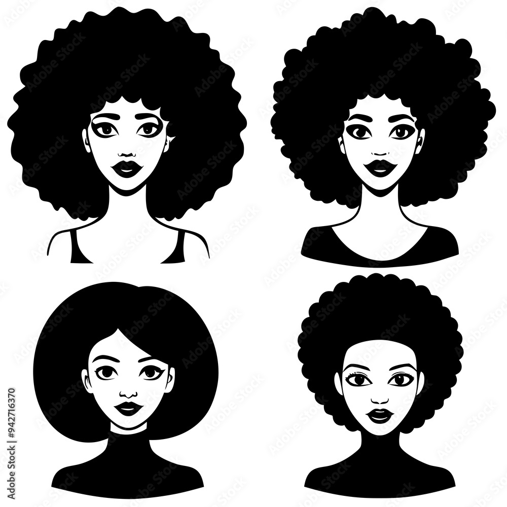 Afro Girl Hair Style vector illustration Afro Girl Hair Style vector illustration